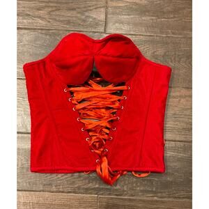 Red velvet Queen of Hearts cut out adjustable overbust large XL lace up boned